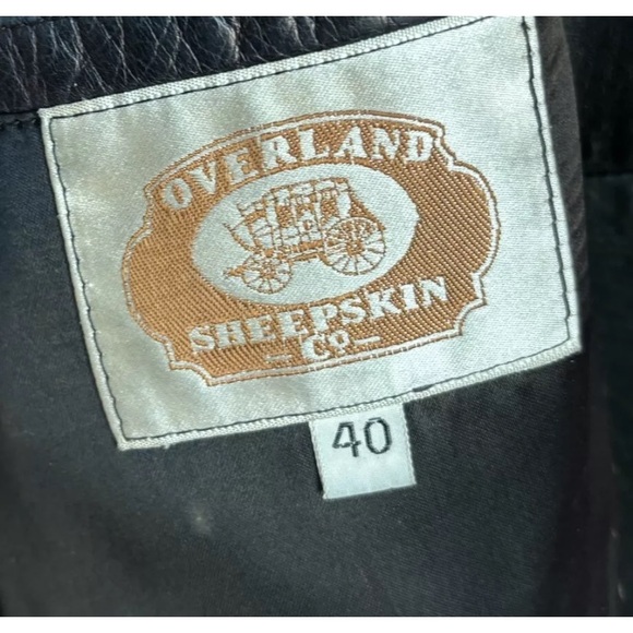 Mens Overland Sheepskin Green Moto Leather Bomber Jacket Size 40 - Picture 10 of 15